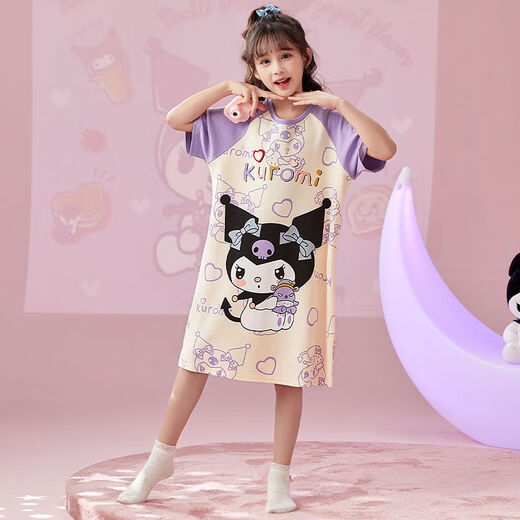 Disney Girls Nightkide Sommer Dünn 2024 Neue Kinder Mädchen Pyjamas kurzärmelig mittelgroße Kinder Sommer-Cartoon-Heimkleidung 723 16 Größe 135-145 High 55-68 Jin [Jin entspricht 0,5 kg]