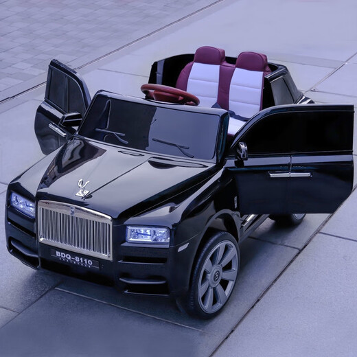 Bedoch children's toy car can seat men, women and children, Rolls-Royce Cullinan electric car, four-wheel remote control off-road vehicle, supreme black