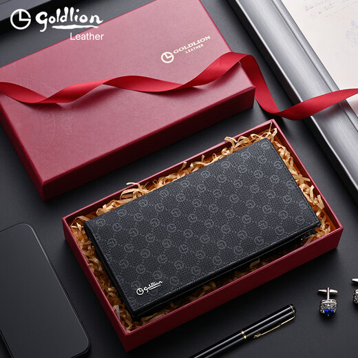 
Goldlion wallet men's long casual and fashionable business wallet 2025 new simple multifunction large capacity clutch bag men black
