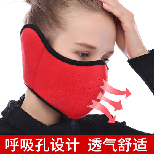 HengTravler冬季成人户外摩托车防寒防风摇粒绒保暖口罩耳罩面罩情侣口罩 A608(迷彩)男女