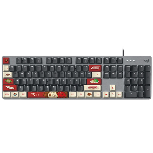 罗技（Logitech）K845有线机械键盘游戏电竞有线键盘电脑办公键盘个性定制键帽版 【下单送键帽】火锅 红轴