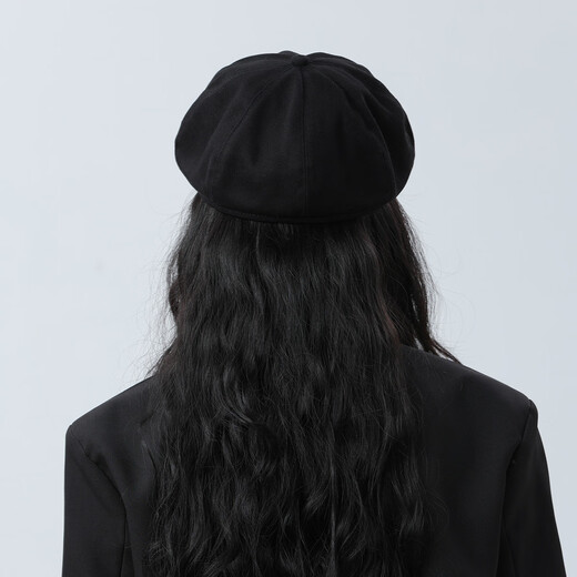 Catman Hat Women's Spring and Autumn Octagonal Hat Fashionable and Versatile Big Head Circumference Showing Face Little Painter Hat British Retro Berry Newsboy Hat Black One Size 56