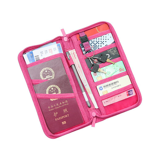 RSRDDY Multifunctional Travel Passport Bag Women's Ticket Holder Ins Men's Portable Carry-On Card Bag All-in-One Bag Document Bag Storage Bag Simple Simple Rose Red Dot