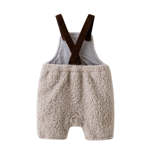 Auro Mesa baby clothes autumn and winter male and female baby sling jumpsuit lambswool warm sling shorts hat bear set picture color 90cm/18-24M