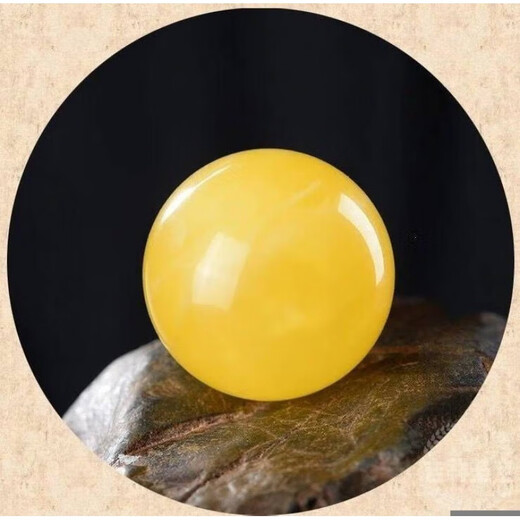 DL 1998 Fat Donglai quality beeswax single bead natural chicken fat yellow amber round beads loose bead bracelet bracelet Diamond Star and Moon Diameter 18mm (single)