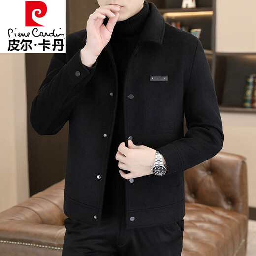 Pier Cardin high-end men's wool jacket woolen jacket woolen short coat in autumn and winter thickened lapel casual winter clothing trend F8287 gray XL (120-135Jin[Jin equals 0.5 kg])