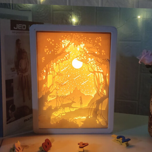 Hafei Bear Mirror Paper Carving Lamp Bedroom Bedside Decoration Table Lamp Retro Style Atmosphere Ornament Mirror Night Lamp Female Birthday Gift Luxury Lighting Gift Box Spring River Flower Moon Charging Model