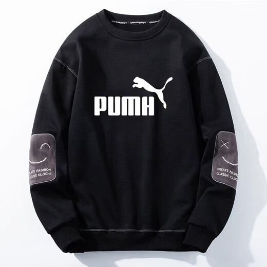 Men's sweatshirt autumn and winter thickened velvet round neck printed long-sleeved T-shirt men's large size casual bottoming shirt jacket suit brick red (spring and autumn) XL