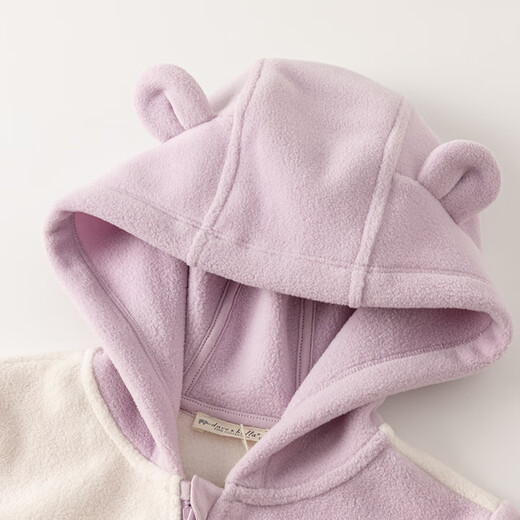 DAVE&BELLA children's polar fleece jacket girls' clothes hooded boys' tops 2025 autumn new children's clothing baby outerwear purple ready stock 100 cm (recommended height 90-100cm)