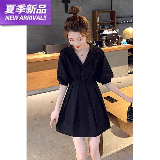 啄木鸟小个子收腰显瘦气质冰丝连衣裙女2025新款短裙子女夏季感小黑裙 6622玫瑰碎花 L 建议105斤左右