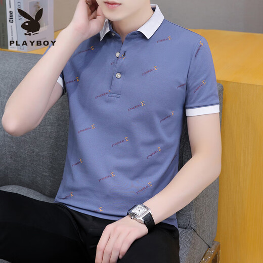 Playboy Summer Polo Shirt masculin à manches courtes à manches courtes T-shirt T-shirt T-shirt Brand Tops Men's Tops Business 679 Black M (approprié: 100-120Jin [Jin est égal à 0,5 kg]))