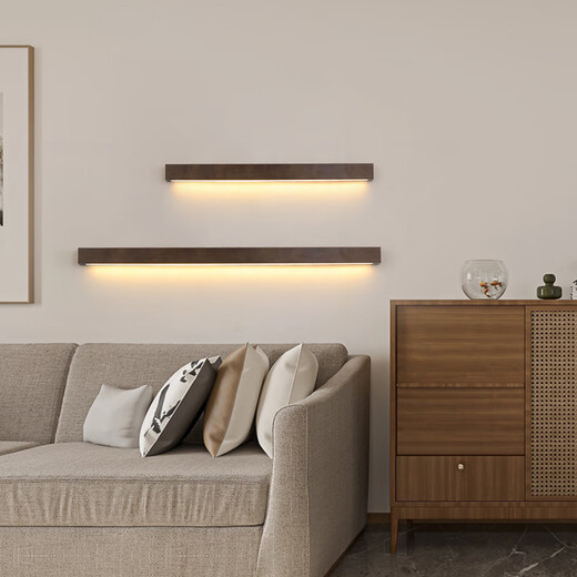 Xishangjiaxi new Chinese style long wall lamp bedroom bedside lamp simple solid wood living room background wall lamp bathroom aisle mirror headlight 60cm 11 watt three-color light