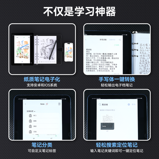 NeWYeSSyncPen smart cloud pen, smart notebook handwriting, multi-functional electronic notebook notepad, paper screen synchronization, office cloud pen, cloud storage, customized gift giving, smart cloud pen + gray PU loose-leaf dot matrix notebook