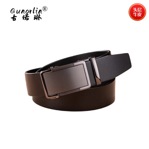 Gunorine Gunor Lin Brand Men's Noust Style Top Top Layer Business Couche de vache décontractée CELaire de vache de vache Men Gift d'anniversaire pour papa G653 Ceinture noire plate 115cm [boîte cadeau haut de gamme] 115cm pour les autres tailles Veuillez passer une commande de note