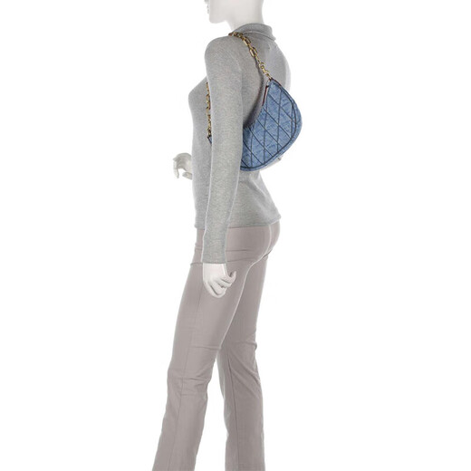 Die neue Crescent Bag Luna 27-Serie des Trainers, klassische Presbyopia Leder-Unterarmtasche, One-Shoulder-Handtasche, Freundin, Denim Blue CR679 B4in