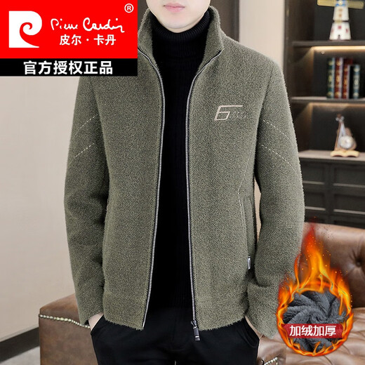 皮尔卡丹（pierre cardin）金貂绒夹克男2025冬季新款立领加绒加厚短款修身毛呢大上衣外套 6629加绒黑色 2XL 140-150斤