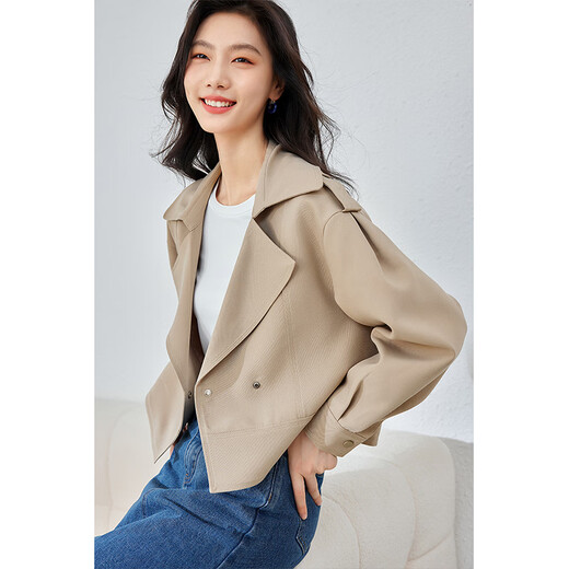 Vanchiman Khaki Kurzwindbrecherjacke für Frauen 2024 Herbst Neues High-End-Temperament Top M3891 Khaki L.
