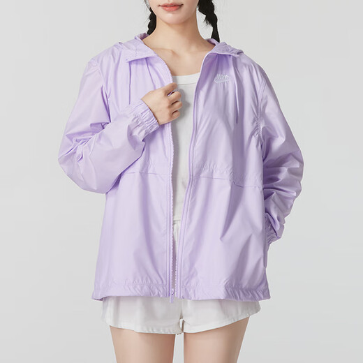 耐克（NIKE）外套女装2024夏季新款运动服梭织透气连帽上衣夹克DM6180-690 DM6180-511紫色 XL