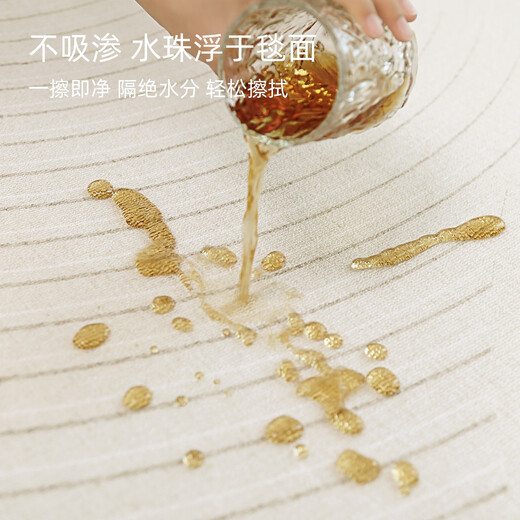 德伦卡芙（Derenkafu）品牌地毯客厅奶油风2024新款免洗可擦卧室房间床边毯家用沙发防水 素线15417 180cm*280cm 细腻亲肤