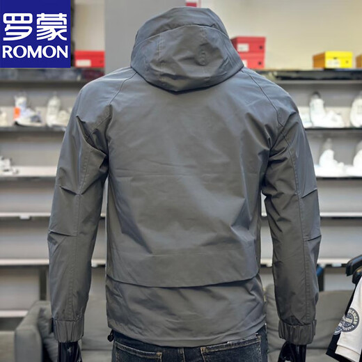 Luo Meng high-end jacket men's spring and autumn trendy gray loose fashion versatile young men's windproof handsome jacket gray XL recommended 140-160 Jin Jin is equal to 0.5 kg