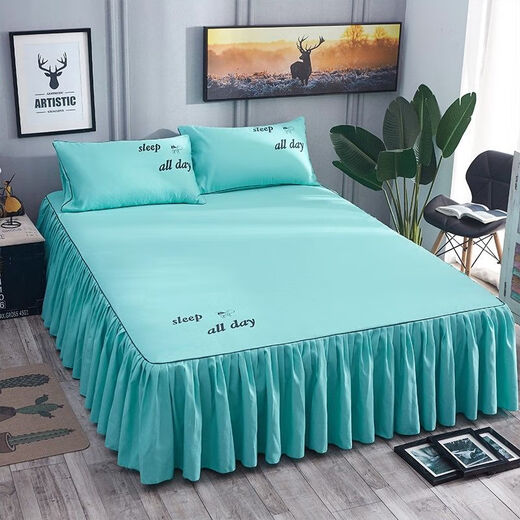 Mirror Moon Picture Bedskirt Bedspread Single Sheet Sheet Fitted Bed Cover Simmons Protective Cover 1.2/1.5/1.8/2.0m Bedding Bean Paste 120x200cm Bedskirt Three-piece Set