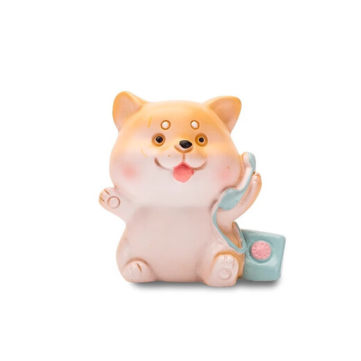 Cute cartoon Shiba Inu desktop ornaments mini puppies and kittens simulated animal model toys micro landscape decorations 5 Shiba Inu combination + small basket