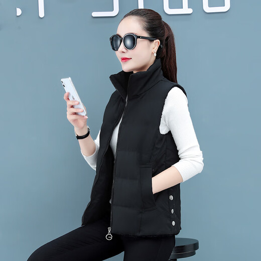 啄木鸟2025冬季新款加绒棉马甲女短款时尚加绒保暖立领马夹外穿背心外套 XZJ12052酱紫 M