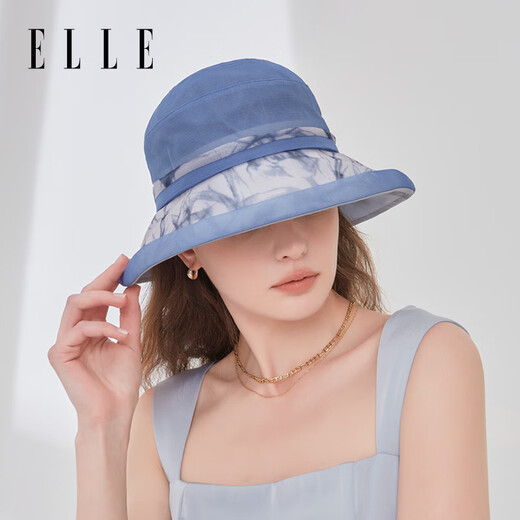 ELLE真丝帽女士夏季法式优雅印花沙滩防晒防紫外线遮阳礼物送女友