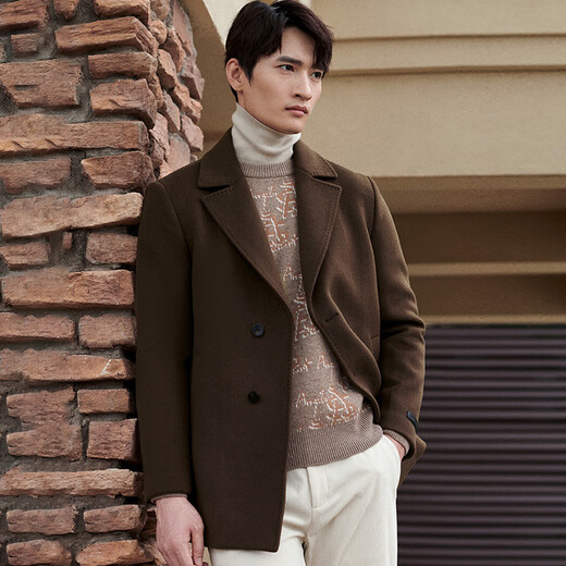 Good news bird lapel short wool coat men's business casual straight woolen coat KEBS243012U mocha brown 50