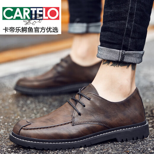 卡帝乐鳄鱼（CARTELO）工装靴子男夏季英伦大头马丁靴户外低帮复古男靴百搭男休闲鞋 韩酷-9901黑色 39