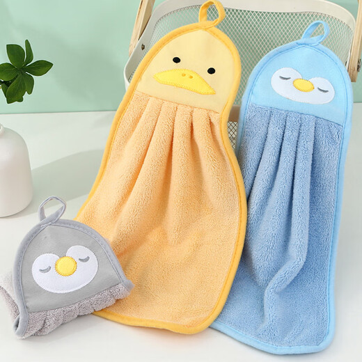 Miaoran rags 22.5*40cm 3 thick absorbent quick-drying hanging hand towels cute cartoon kitchen and bathroom hand towels