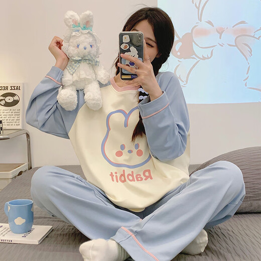 
Yalu pajamas women's 2025 new spring and autumn day cute rabbit long-sleeved pajamas two-piece women's home clothing set 15568 women M women (suggested weight 80-100 Jin [Jin equals 0.5 kg])