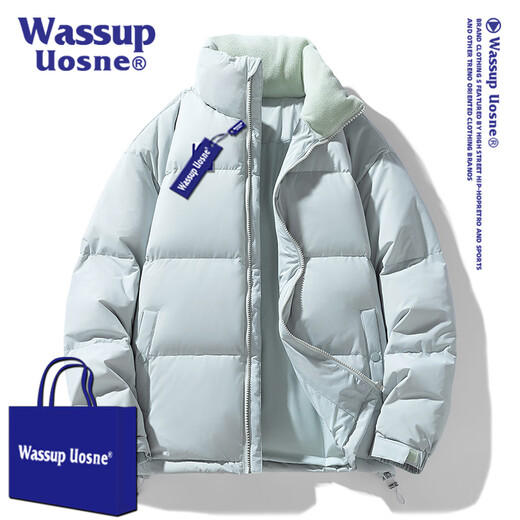 WASSUP UOSNE官方潮牌羽绒服男女款冬季美系免洗PU皮90鸭绒派克服飞行员外套男 9221活力粉（90%鸭绒） M （建议120-145斤）