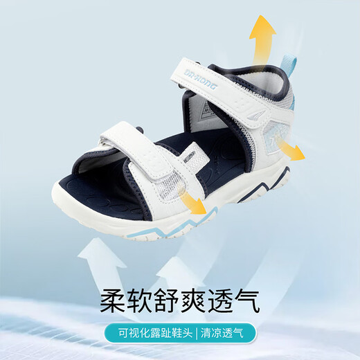 DR KONG summer boys' breathable casual children's sandals, medium and large children's Velcro all-match children's shoes, m/blue 31, foot length approximately 19.4-20.0