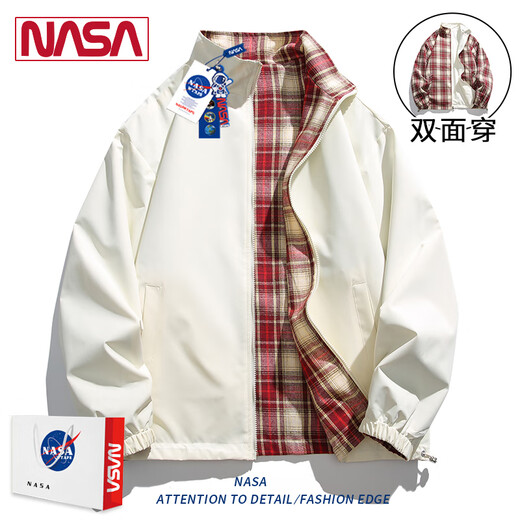 NASA RHUDE autumn jacket men's couple wear casual jacket men's autumn and winter baseball uniform trendy men's spring and autumn clothes men's khaki (reversible) M (115-135Jin Jin equals 0.5 kg)