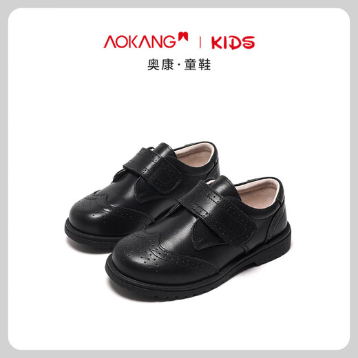 Aokang children's shoes boys leather shoes black soft bottom performance shoes spring and autumn new children's British style leather performance