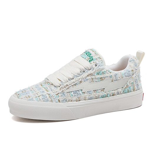 
LIGHTNING X STORM Picasso paintings co-branded Xiaoxiangfeng women's shoes casual lightning bread shoes couple canvas sports board shoes men and women D6227 soft blue 42