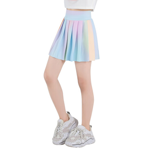 NICKYBABY儿童网球裙夏季2025新款速干运动裙女童轻薄百褶裙子大童高弹短裙 9889白色+4353图色【套装】 140