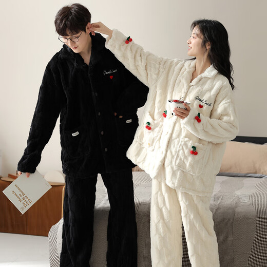 Slim und Jiao Coral Fleece-Paar Pyjama für Frauen im Winter, verdickten und warmen Herren-Pyjama für Herbst und Winter, können außerhalb von Heimbekleidung 9871 M Frauen Empfehlung 80-100jin [Jin gleich 0,5 kg] getragen werden]