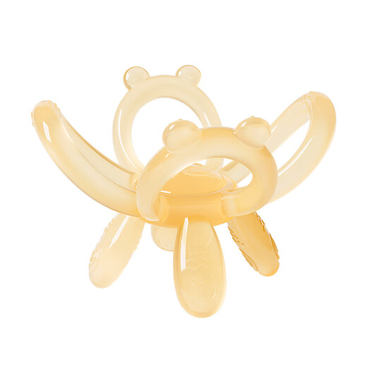 Qiaran Japanese Manhattan hand ball baby can chew food-grade silicone 0-6 months teething gum for two months of age Rabbit teething gum + storage box to prevent the chain from falling off 1