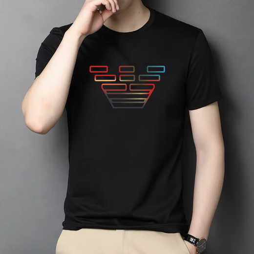 Emporio Armani Summer Herren Ice Seide Baumwolle kurzärmelige T-Shirt Herren-halbärmelige elastische schlanke Basishemd Am727 Kurzärärmig weißes Modal M Empfohlen 90-120 Jin [Jin ist 0,5 kg]