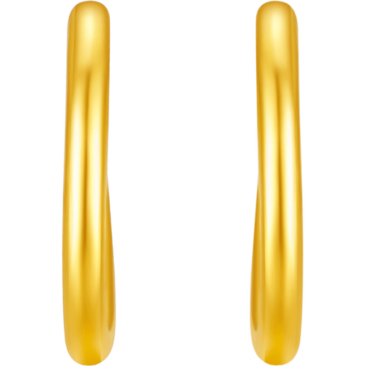 Saturday Blessing Simple Pure Gold 999 Gold Earrings Girls Birthday Gift Price AA090923 One Pair Approximately 1.24g