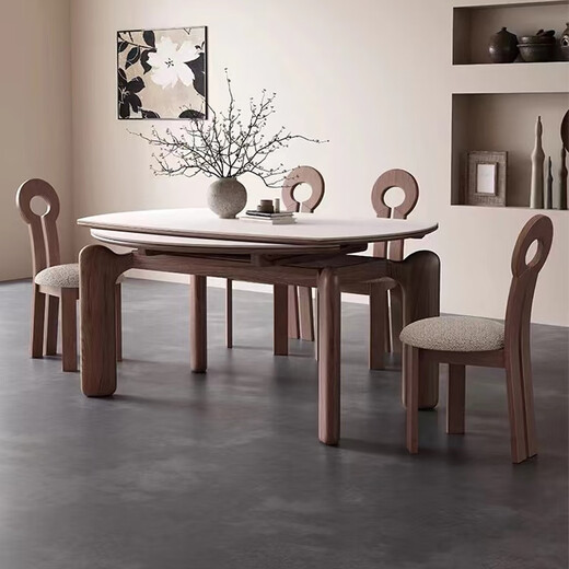 
Clofu solid wood rock table dining table elephant legs square and radius dual-purpose dining table and chair combination 9906#1.2m single table
