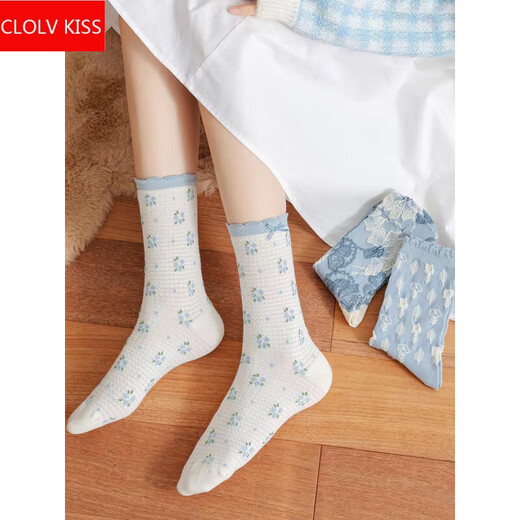 clolv kiss2025新款袜子女士中筒袜春秋冬季存棉可爱日系复古堆堆袜ins潮袜 12804 均码 (35-40码)，买2组减五元