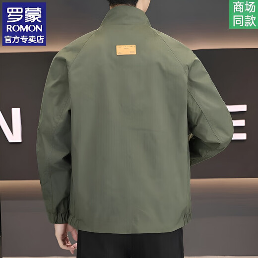 ROMON casual jacket men's new stand-up collar simple spring and autumn new outdoor workwear trendy upper clothes men's green regular L 125-145Jin Jin is equal to 0.5 kg