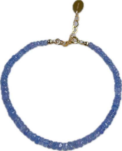 Puli natural ice-through tanzanite 18k gold imported 14K gold-filled bracelet original design niche temperament versatile gold-filled model 2.5mm thin 15+3cm suitable for 14
