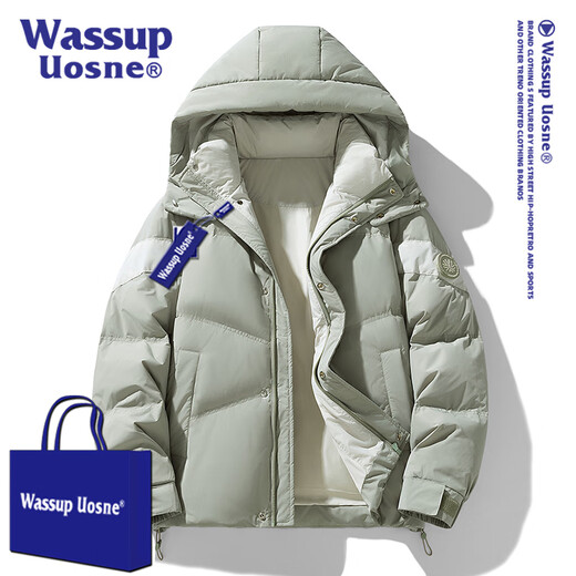 WASSUP UOSNE官方潮牌羽绒服男女款冬季美系免洗PU皮90鸭绒派克服飞行员外套男 9227哑光黑（90%鸭绒） M （建议120-145斤）