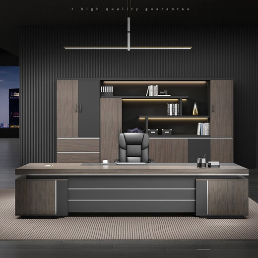 Xiong Zhecha's ebony wood boss desk simple modern president desk combination new Chinese style manager light luxury executive desk furniture 1.6 meters boss desk single side cabinet