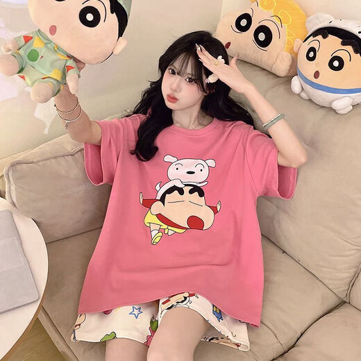
Mai Chaoshang pajamas for women in summer short-sleeved thin cartoon girl summer women's plus size home clothing set 9928 cotton M women's M size 155cm 70-90Jin [Jin equals 0.5 kg]