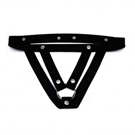 Confidential delivery of men's chastity lock auxiliary belt men's anti-cheating elastic belt cobra cb lock men's abstinence chastity V-shaped auxiliary belt - black thong double penis